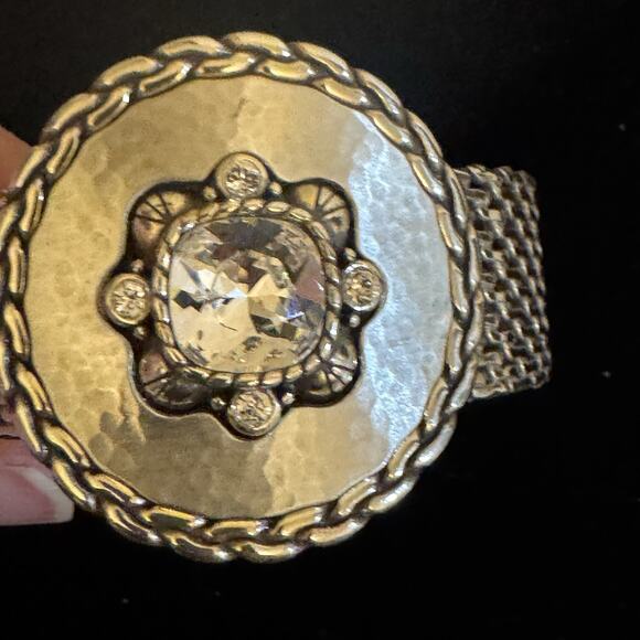 Brighton Galadriel Wide Cuff Crystal Silver Plated Fashion Jewelry Retired - Picture 3 of 4